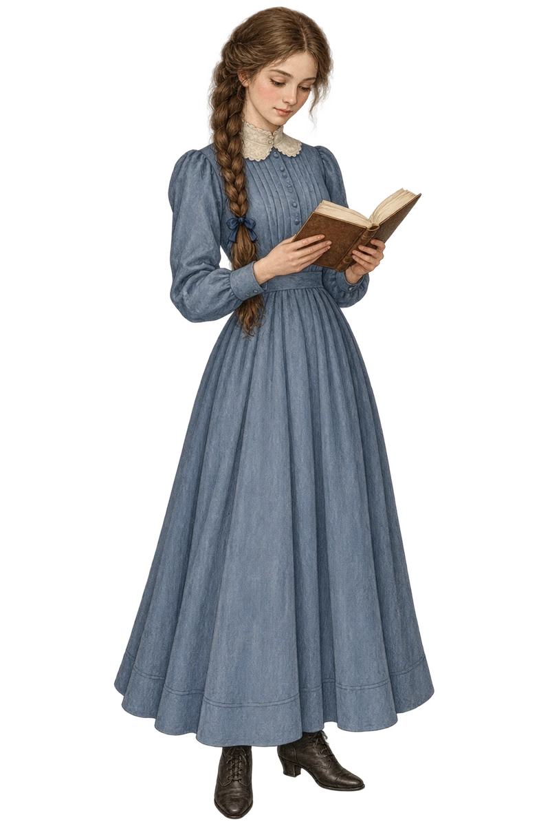 本を読む三つ編みの少女