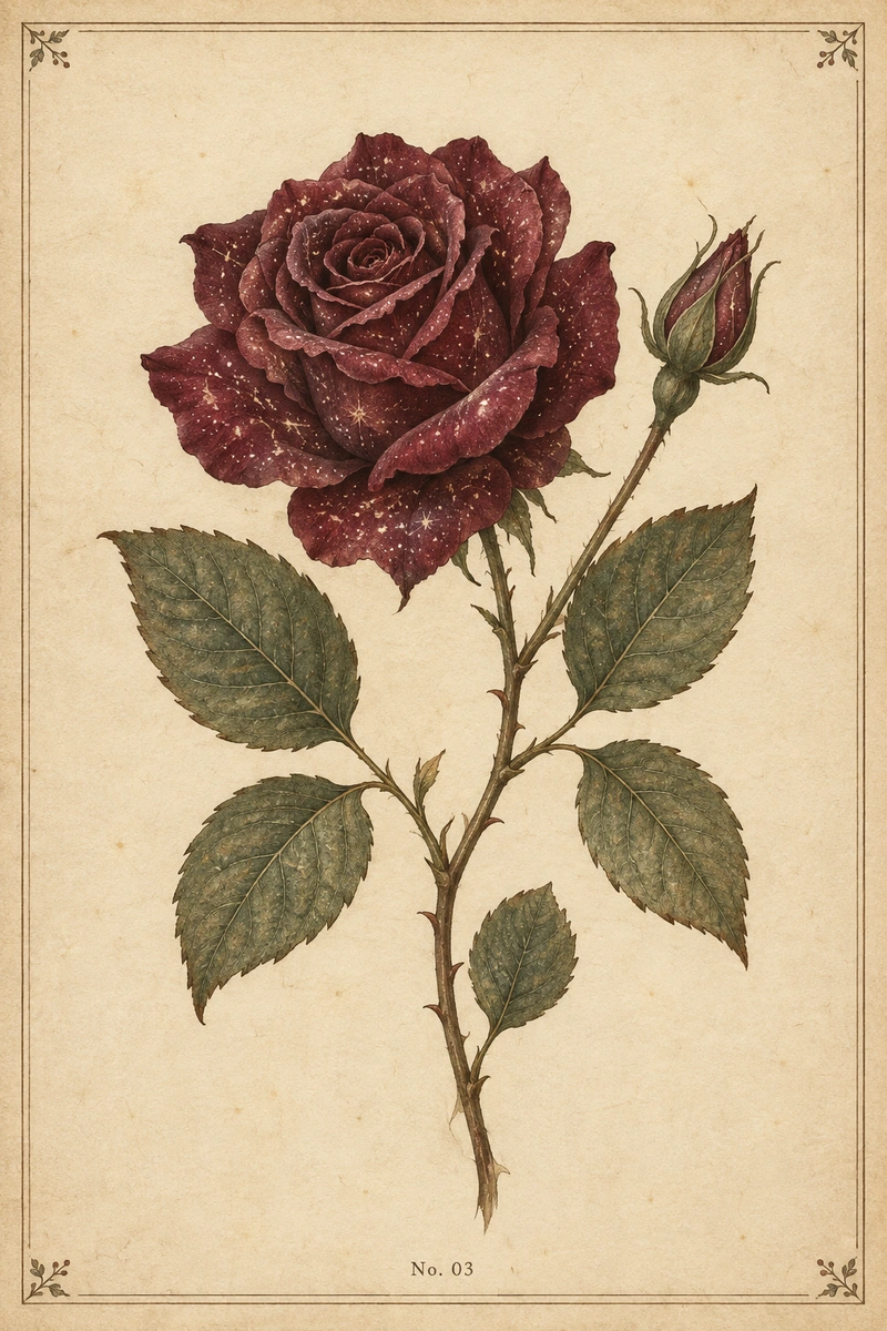 宵薔薇の押し花