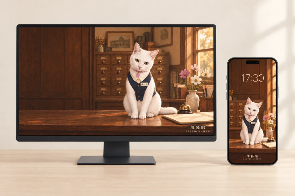 案内猫ほたるのPC・スマートフォン使用イメージ