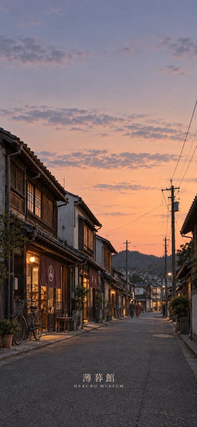 薄暮の商店街の壁紙（スマートフォン用）