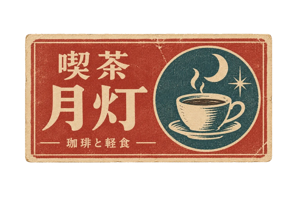 喫茶月灯のマッチラベルの昭和レトロな紙もの素材