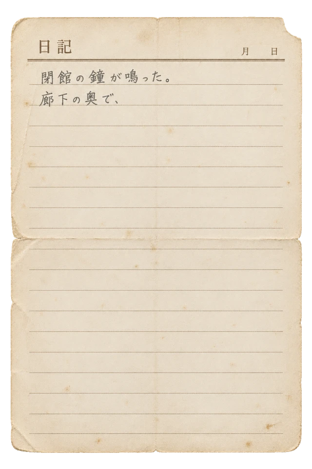 薄暮博物館の途中で終わる日記用紙の昭和レトロな紙もの素材